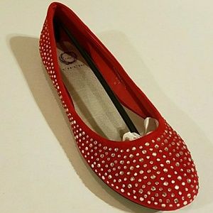 Red Circle rhinestone flats